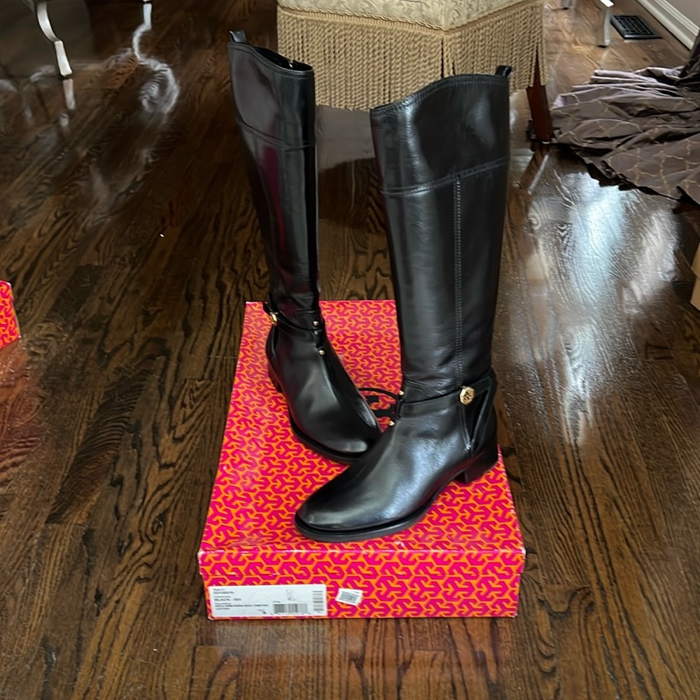 New! Tory Burch Brita Riding Boot Black size 9